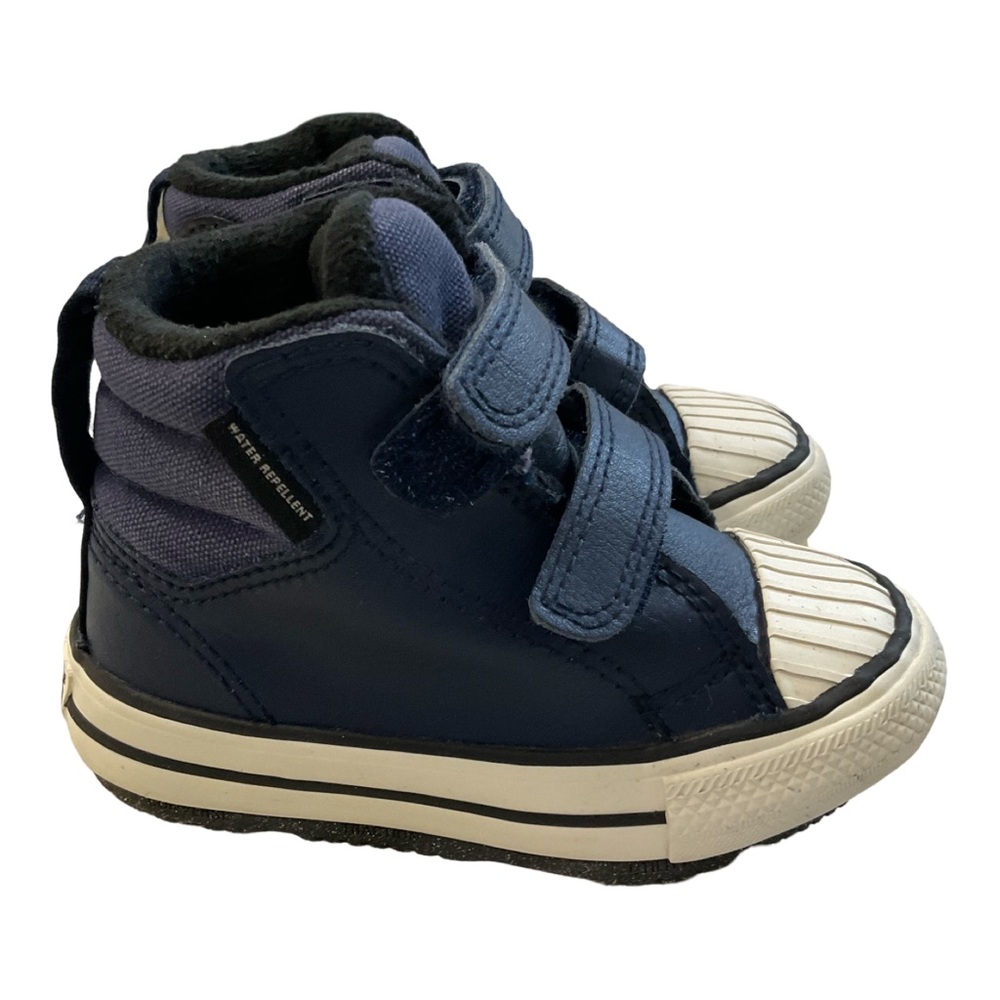 Converse LEATHER Water Repellent Navy Blue boots sneakers with Velcro Straps EUC